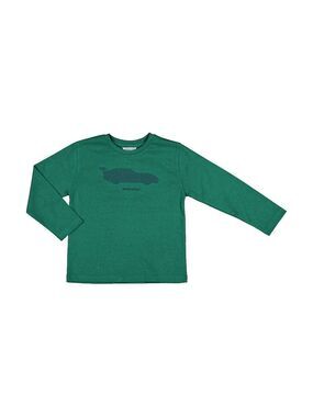 Size 4 Boys Mayoral Emerald Long Sleeve Tee with Car Graphic